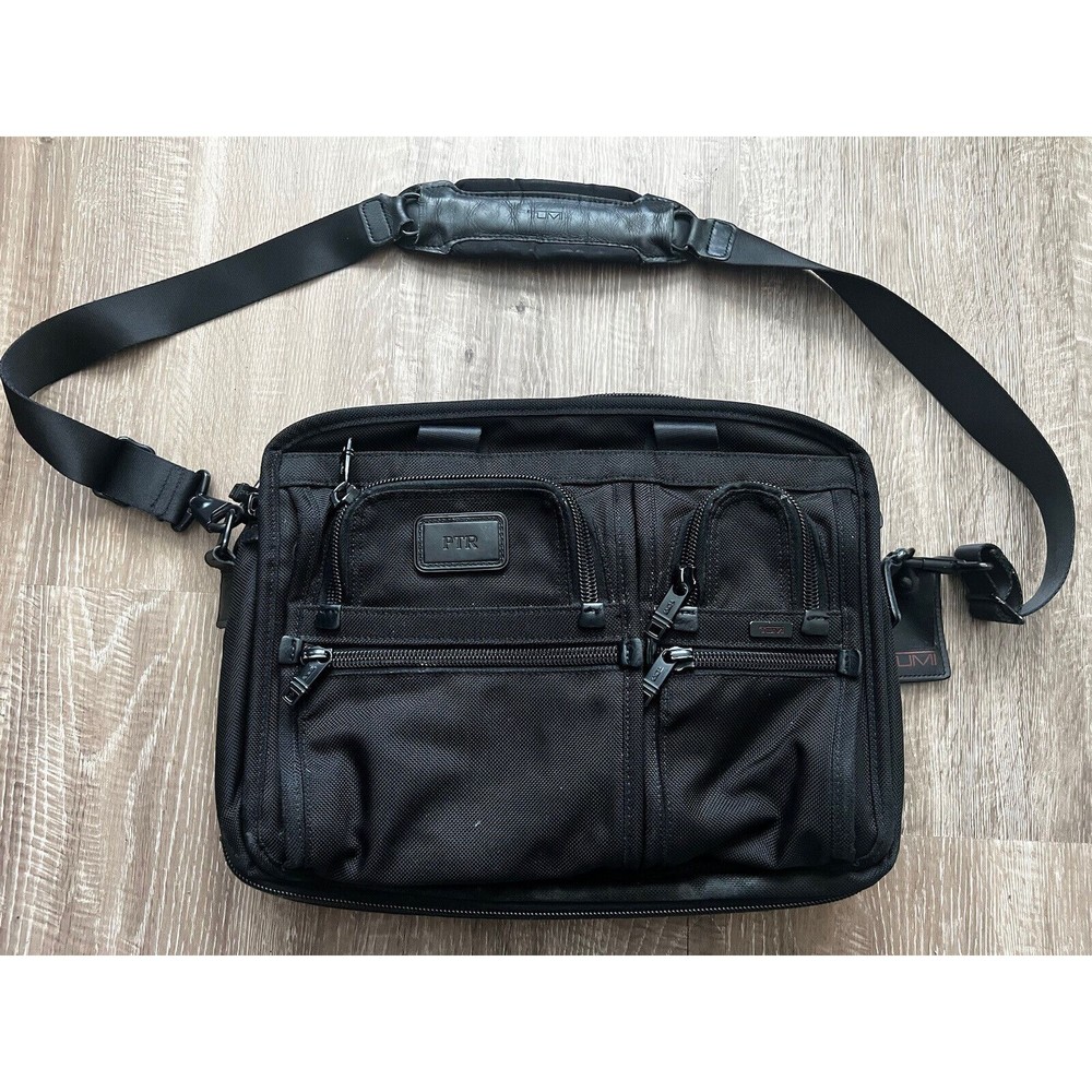 Tumi Alpha 26141DH Ballistic Nylon Expandable Black Briefcase Shoulder Bag